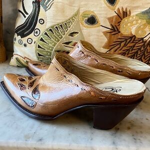 Stylish Charlie 1 Horse Tan Leather Women's Mules Sz 40 An Approx 9.5!! Love